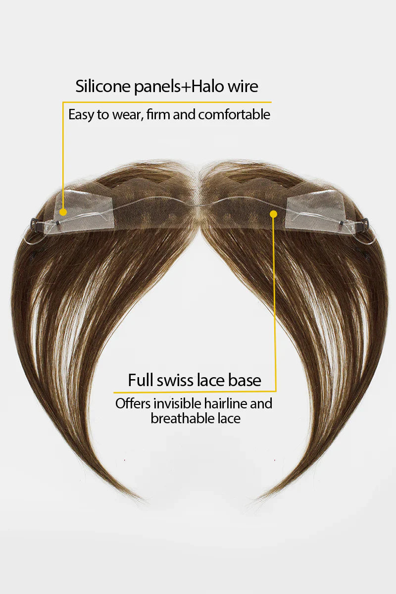 Aurora Hair Hairline Topper: Breathable Lace|Halo Wire|Natural Look Dark Brown mix Medium Ash Brown #P2/6