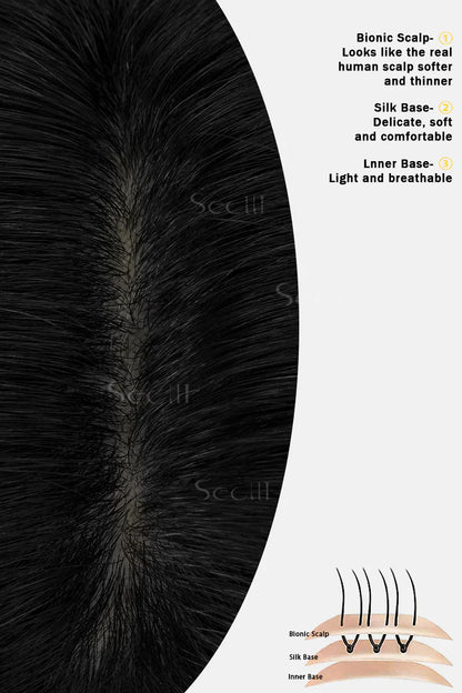 Flavia Silk Top Remy Human Hair Topper Dark Black #1
