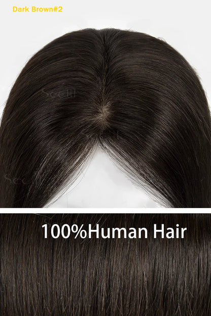 Flavia Silk Top Remy Human Hair Topper Dark Brown #2