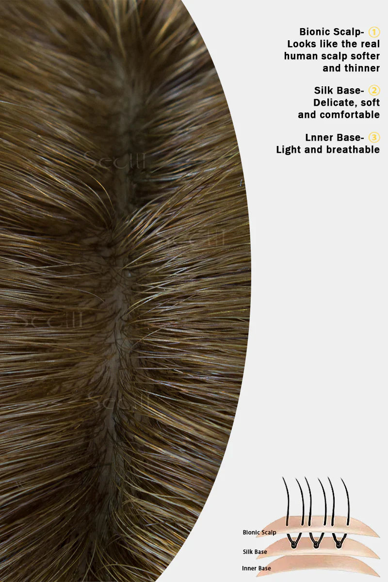 Flavia Silk Top Remy Human Hair Topper Light Brown #6