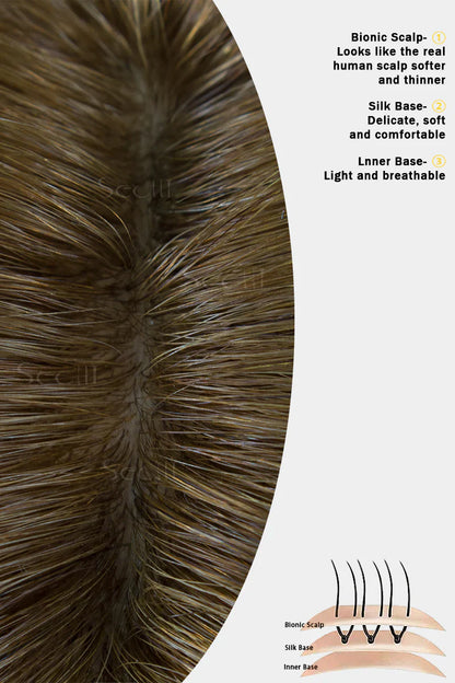 Flavia Silk Top Remy Human Hair Topper Light Brown #6