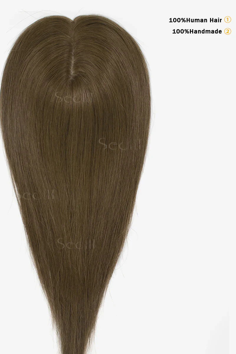 Flavia Silk Top Remy Human Hair Topper Dark Ash Blonde Brown