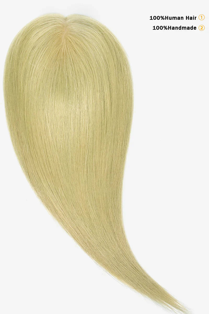 Flavia Silk Top Remy Human Hair Topper #Platinum Blonde Grey