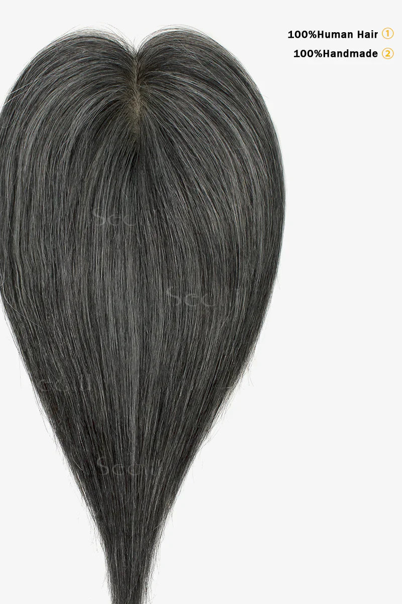 Flavia Silk Top Remy Human Hair Topper #Dark Grey