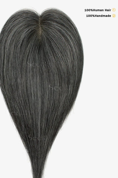 Flavia Silk Top Remy Human Hair Topper #Dark Grey