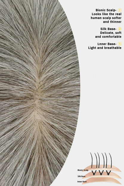 Flavia Silk Top Remy Human Hair Topper #Light Grey