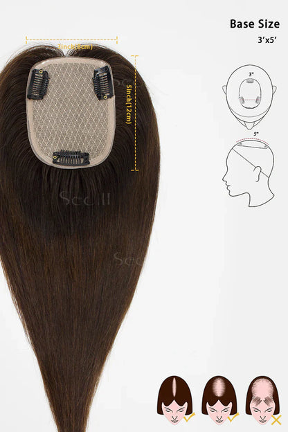 Flavia Silk Top Remy Human Hair Topper Dark Brown/Chocolate Brown #T2/3