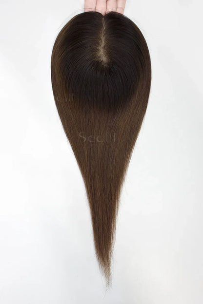 Flavia Silk Top Remy Human Hair Topper Dark Brown/Medium Brown #T2/4