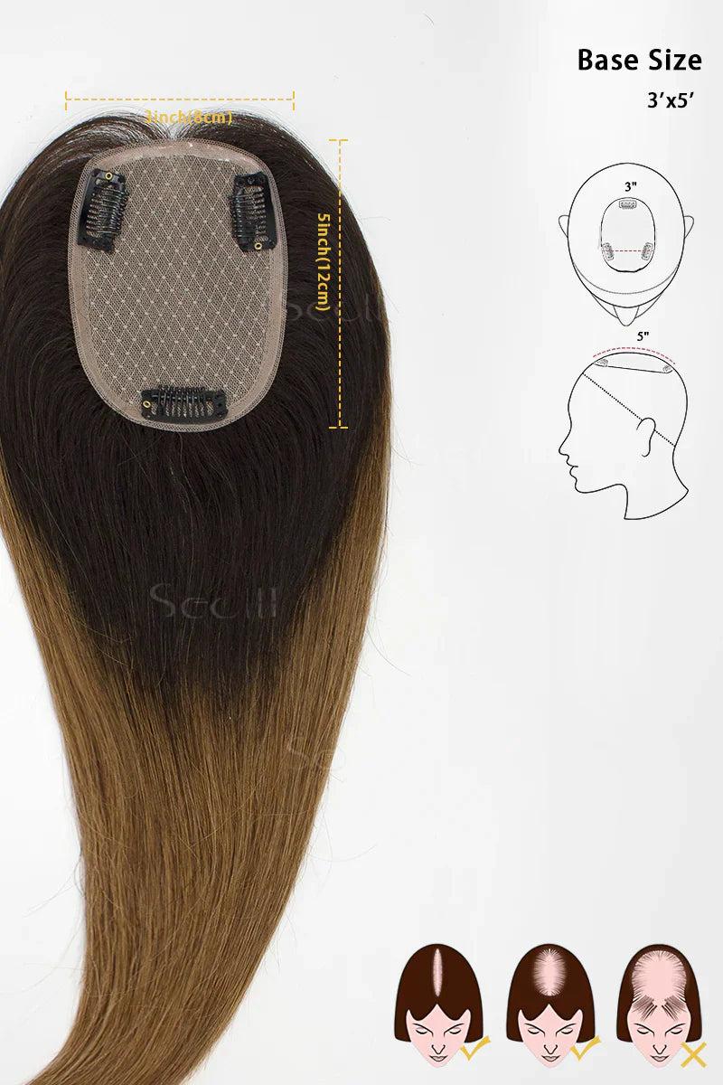 Flavia Silk Top Remy Human Hair Topper Dark Brown/Light Brown #T2/6