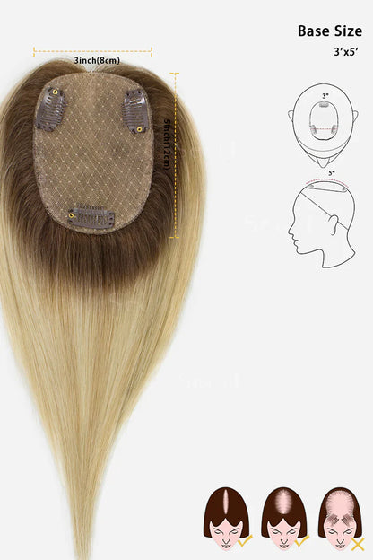 Flavia Silk Top Remy Human Hair Topper Light Blonde With Highlights #T4/16/613