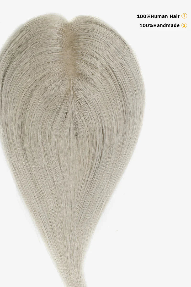 Flavia Silk Top Remy Human Hair Topper #Silver Gray