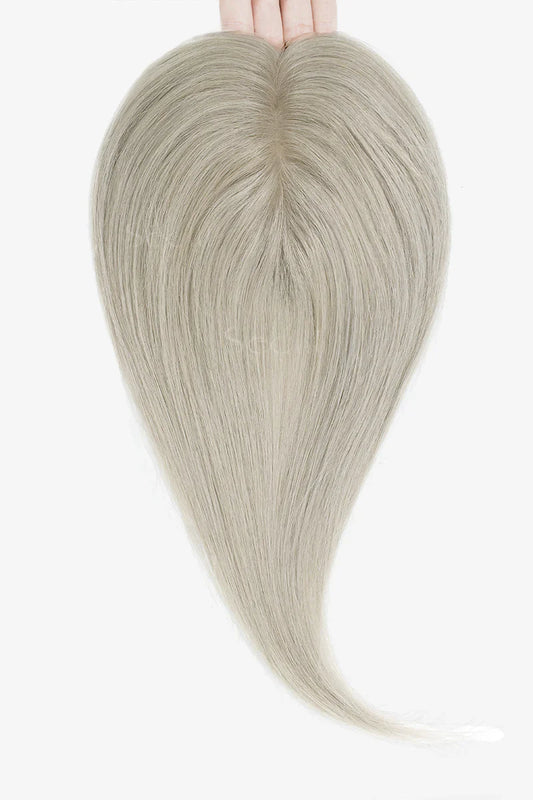 Flavia Silk Top Remy Human Hair Topper #Silver Gray